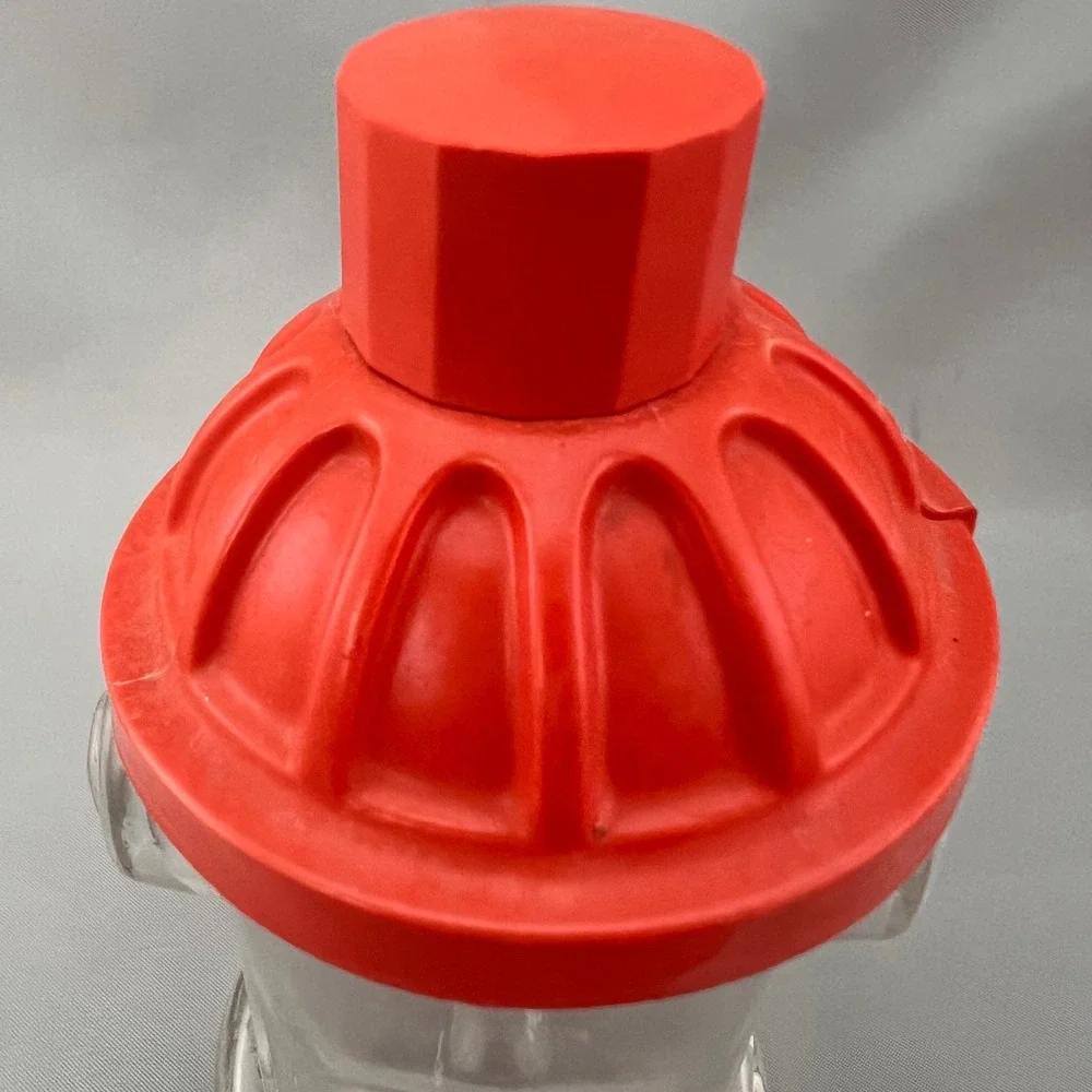 Mennen Skin Bracer After Shave Bottle Mens 7oz Clear Red Good Fire Hydrant Glass